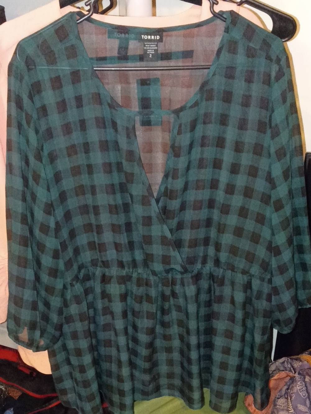 torrid Teal and Black Plaid Peplum Tunic